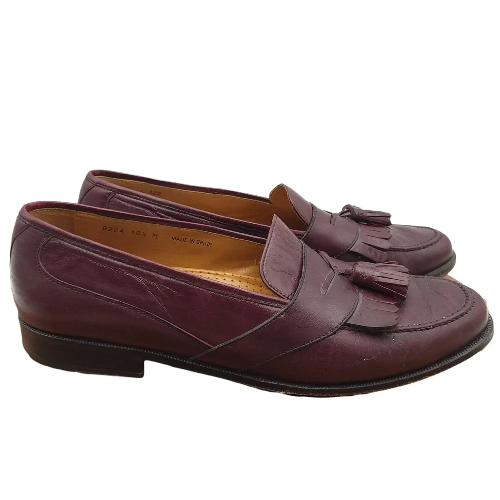Massimo Emporio Loafers Mens Size 10.5 M Burgandy Shoes Tassels Slip‎ On